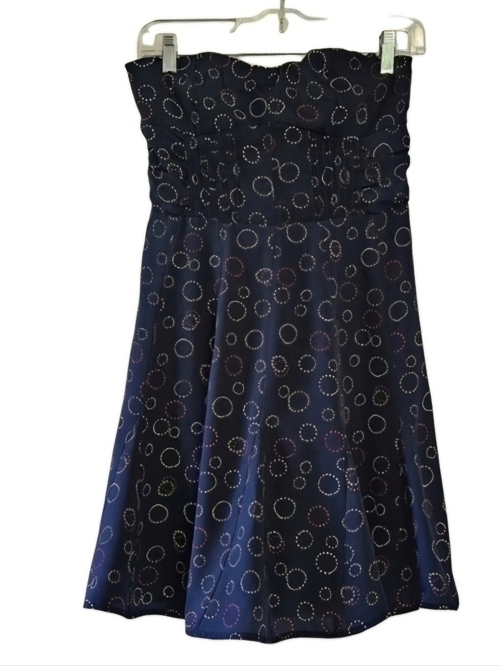 AEO strapless mini navy sundress w/ graphic pattern